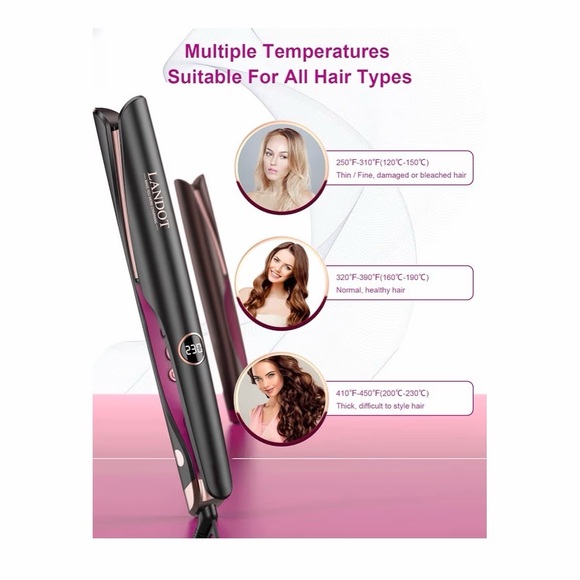 LANDOT 2-in-1 Hair Straightener & Curling Iron - Picture 5 of 11